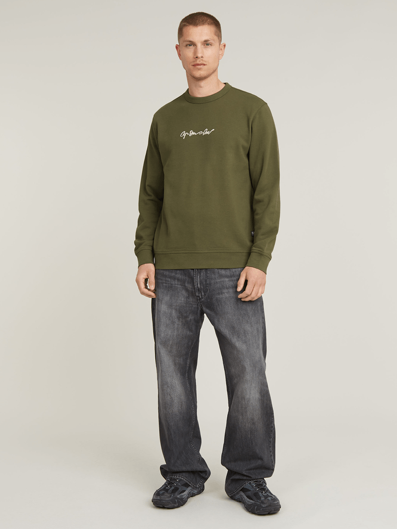G-Star Men's G-Script Logo Green Sweatshirt