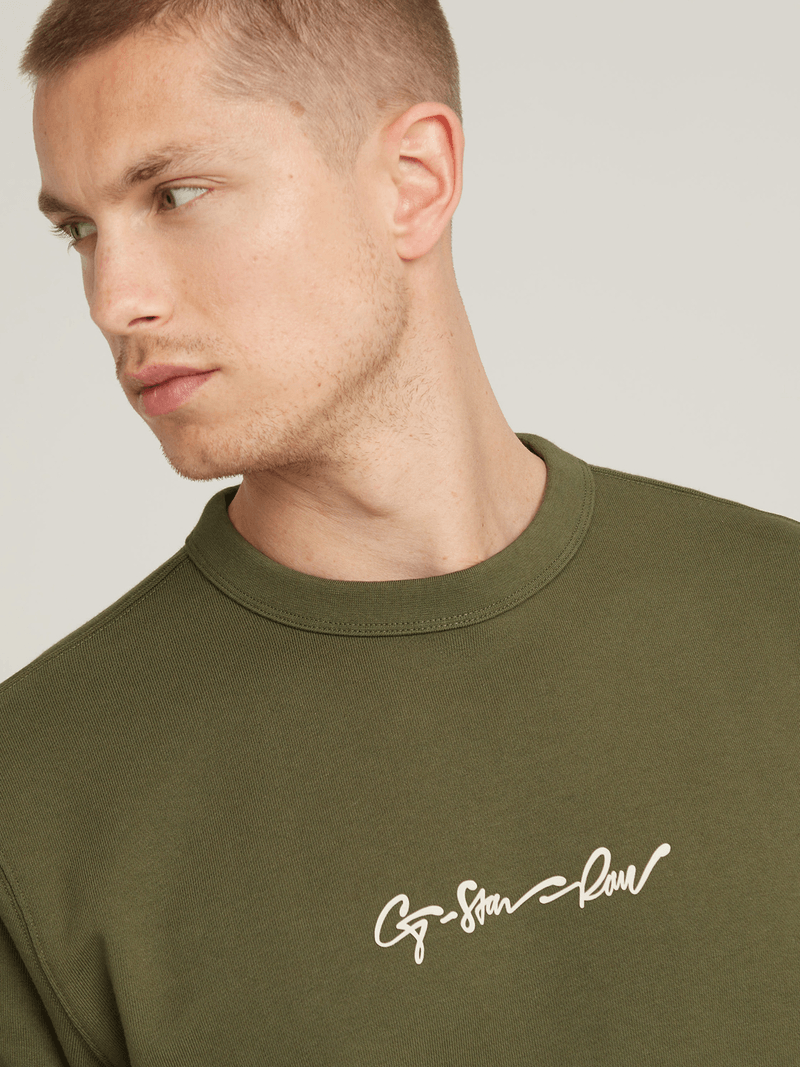G-Star Men's G-Script Logo Green Sweatshirt