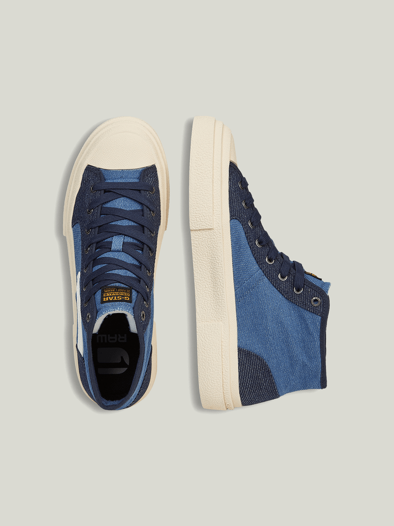 G-Star Men's Vodan Mid-Top Denim Navy/White Sneakers