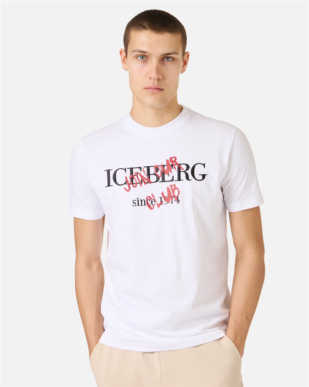 Iceberg Slim fit optic white cotton jersey T-shirt with logo print