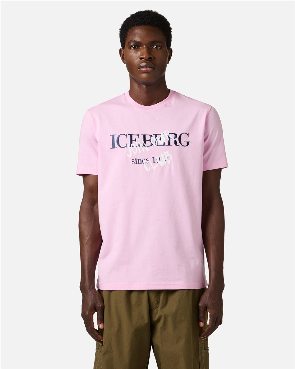 Iceberg Slim fit pink cotton jersey T-shirt with logo print