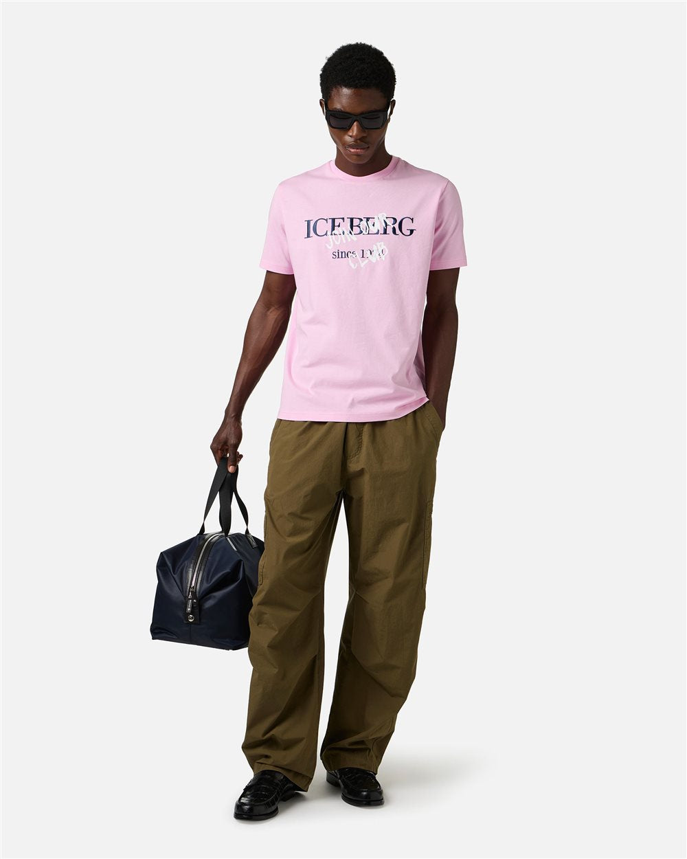 Iceberg Slim fit pink cotton jersey T-shirt with logo print