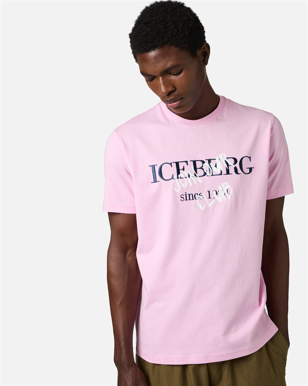 Iceberg Slim fit pink cotton jersey T-shirt with logo print