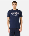 Iceberg Slim fit blue cotton jersey T-shirt with logo print