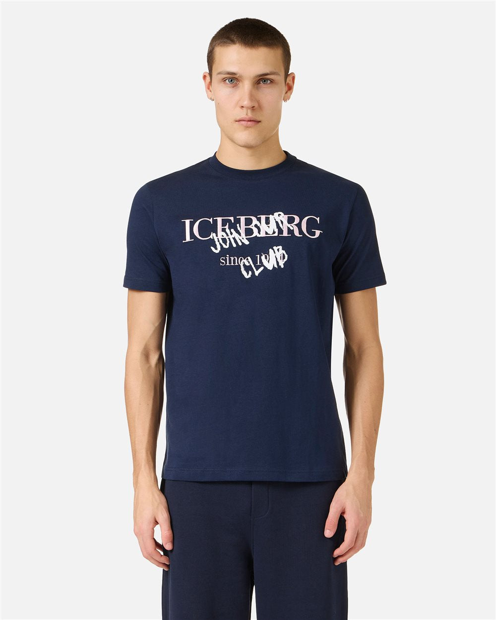 Iceberg Slim fit blue cotton jersey T-shirt with logo print