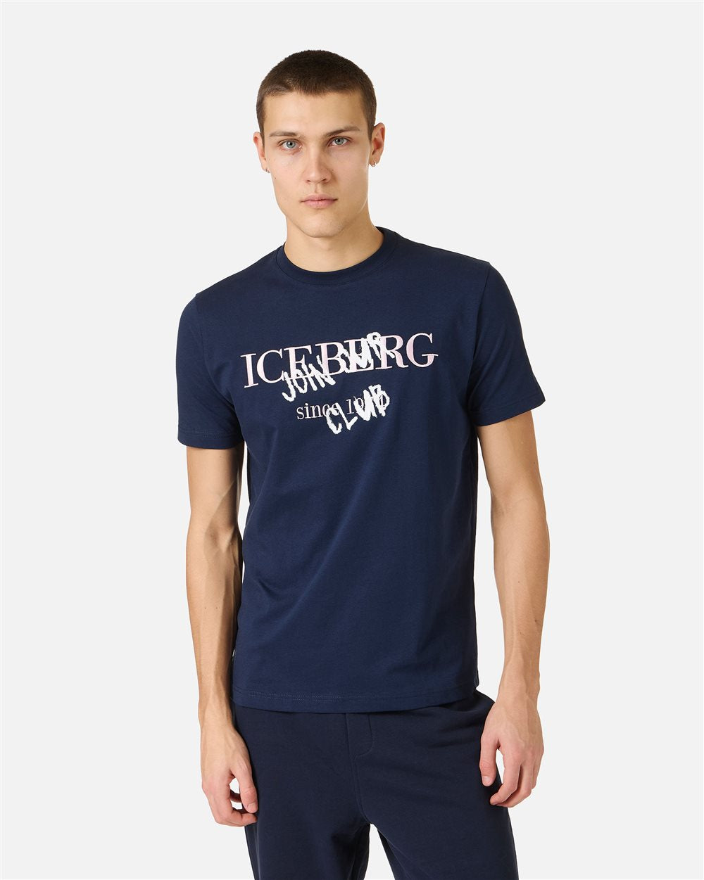 Iceberg Slim fit blue cotton jersey T-shirt with logo print