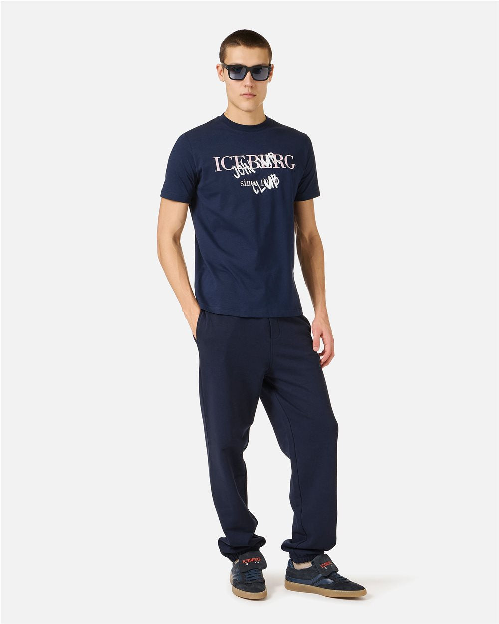 Iceberg Slim fit blue cotton jersey T-shirt with logo print