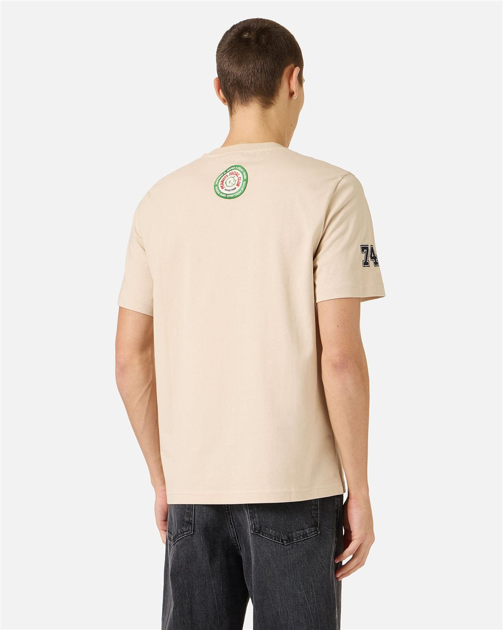 Iceberg Regular fit beige cotton jersey T-shirt with Snoopy design