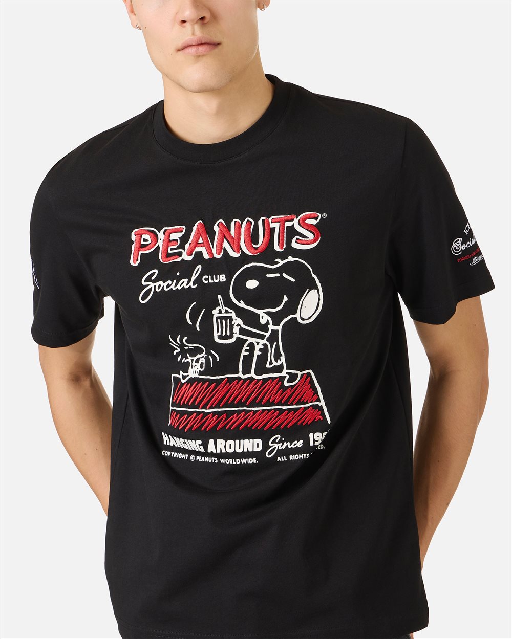 Iceberg Regular fit black cotton jersey T-shirt with Snoopy design