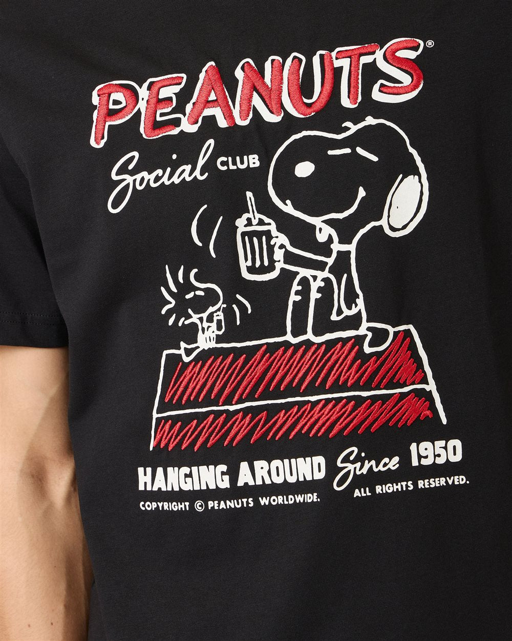 Iceberg Regular fit black cotton jersey T-shirt with Snoopy design