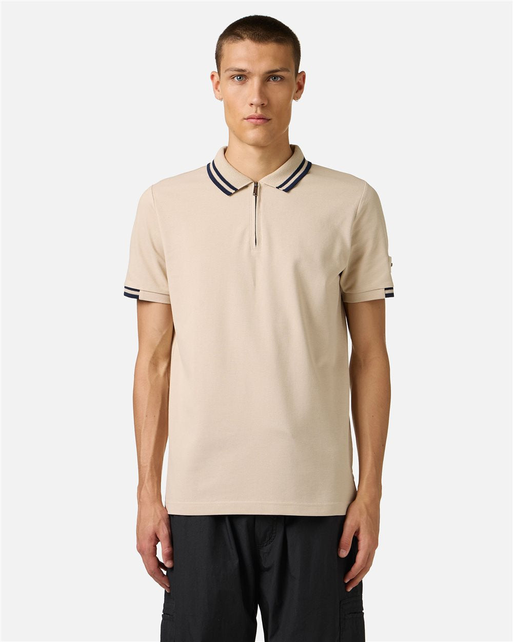 Iceberg Regular fit beige short-sleeved polo shirt in cotton piquet