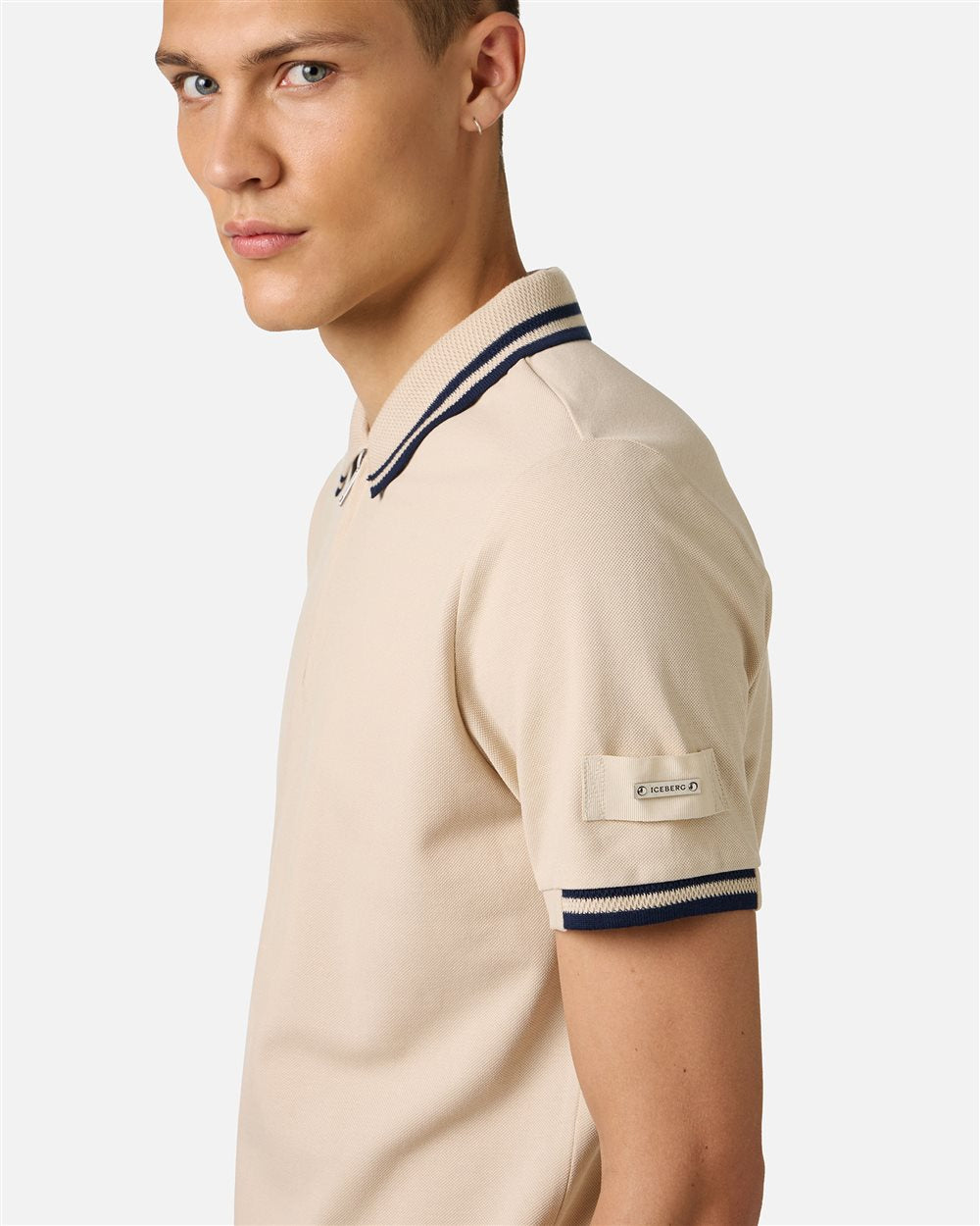 Iceberg Regular fit beige short-sleeved polo shirt in cotton piquet