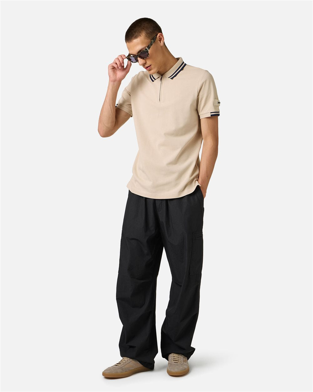 Iceberg Regular fit beige short-sleeved polo shirt in cotton piquet