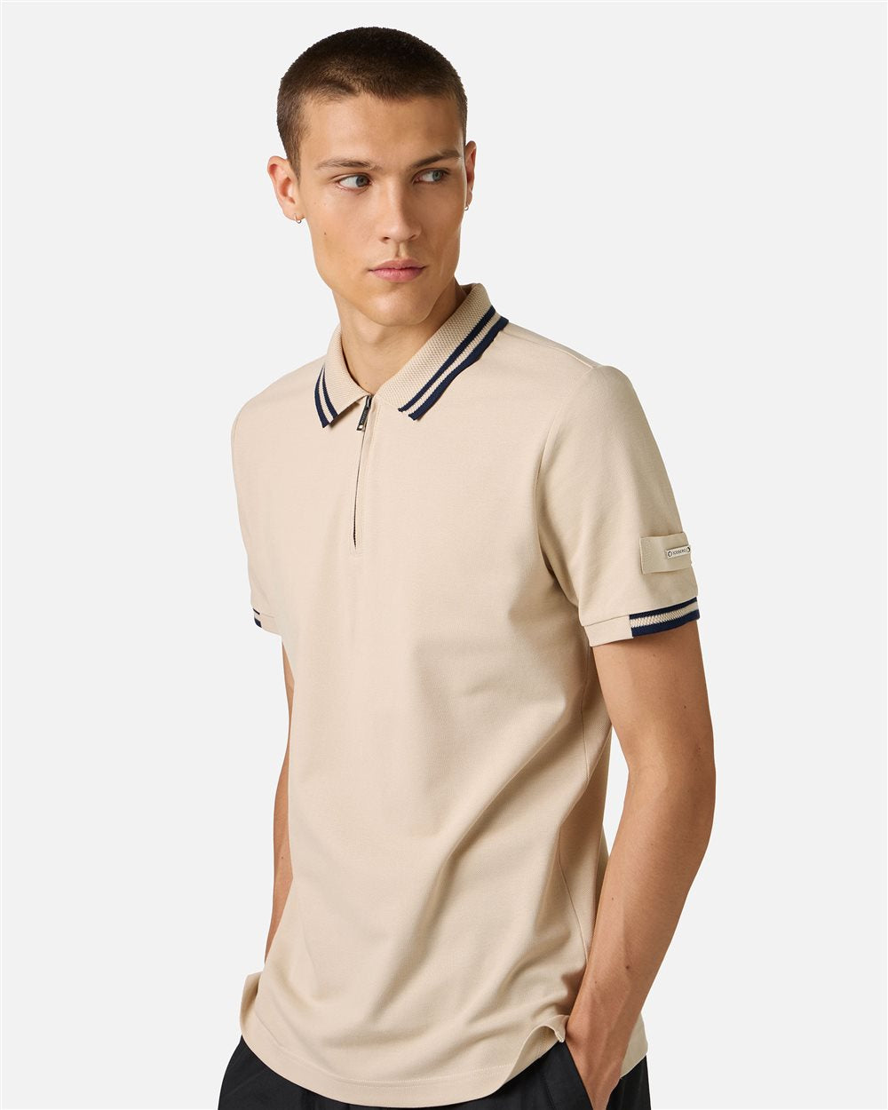 Iceberg Regular fit beige short-sleeved polo shirt in cotton piquet