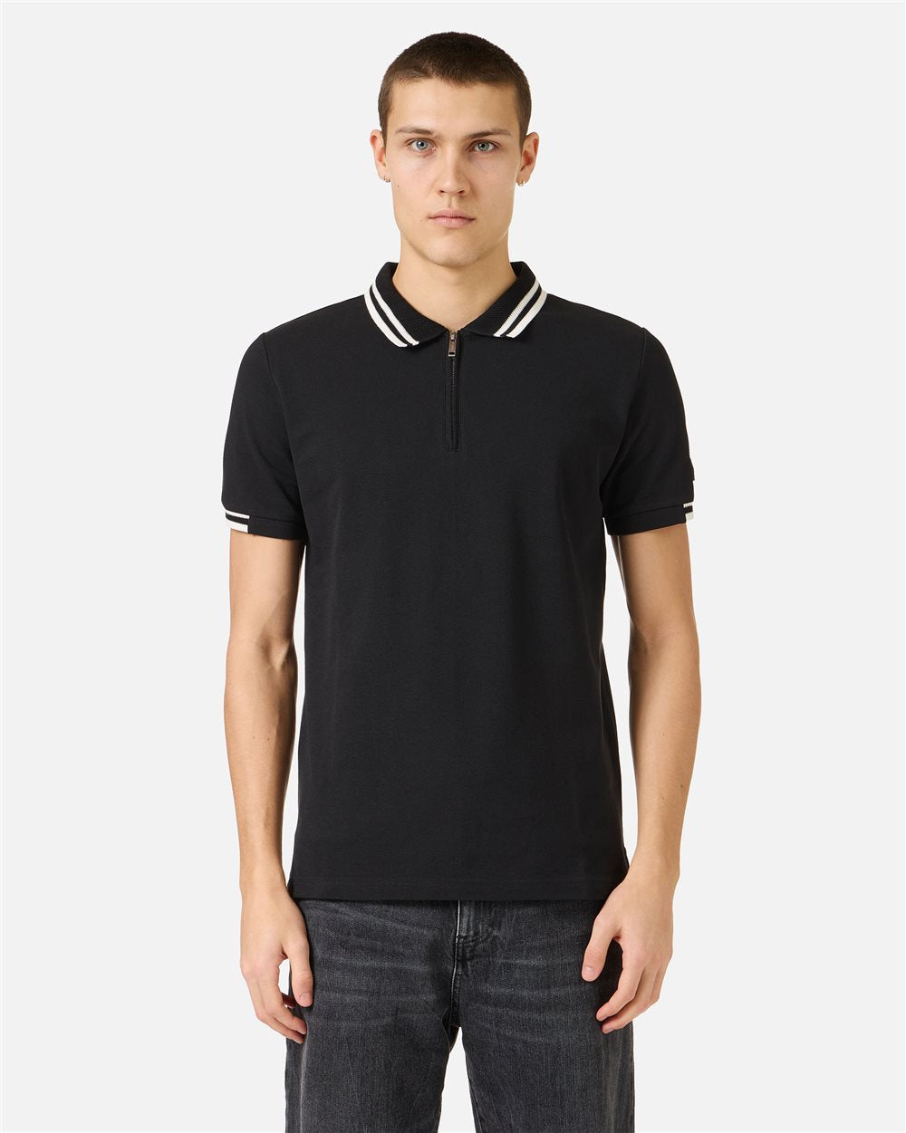 Iceberg Regular fit black short-sleeved polo shirt in cotton piquet