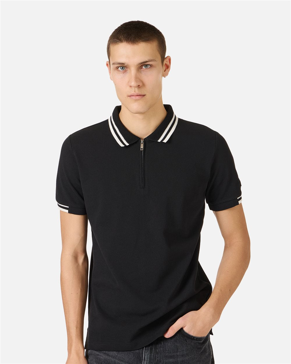 Iceberg Regular fit black short-sleeved polo shirt in cotton piquet