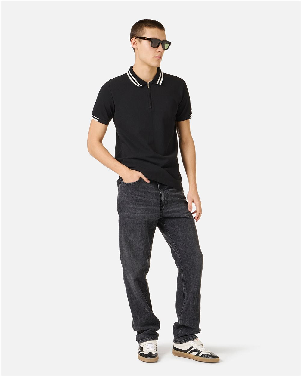 Iceberg Regular fit black short-sleeved polo shirt in cotton piquet