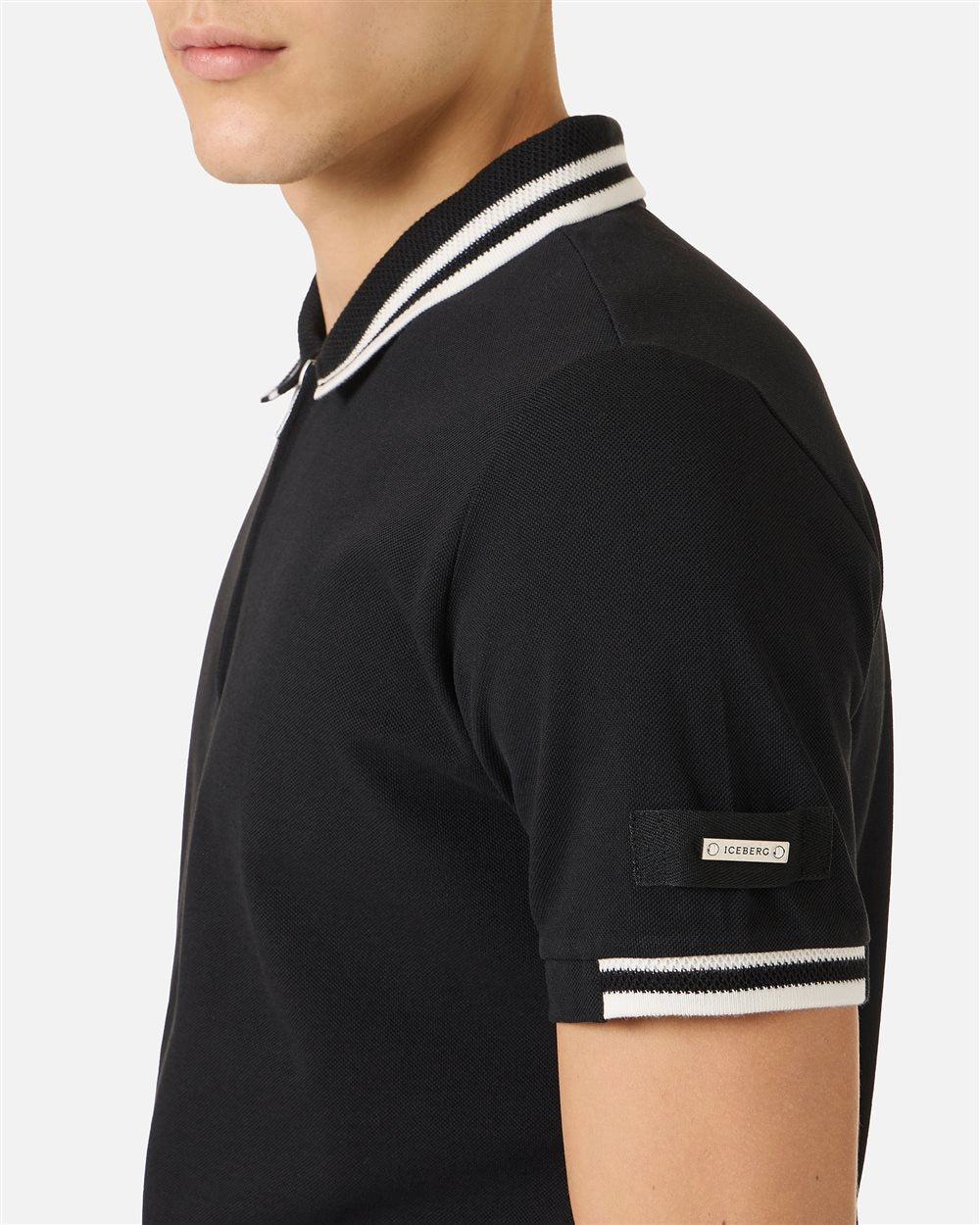 Iceberg Regular fit black short-sleeved polo shirt in cotton piquet