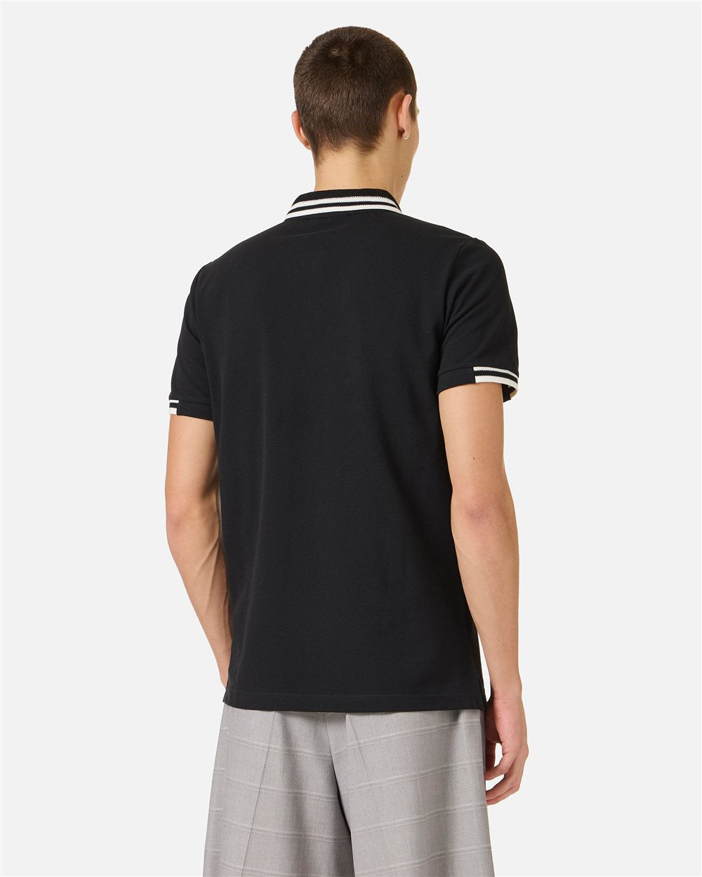 Iceberg Regular fit black short-sleeved polo shirt in cotton piquet with Sylvester
