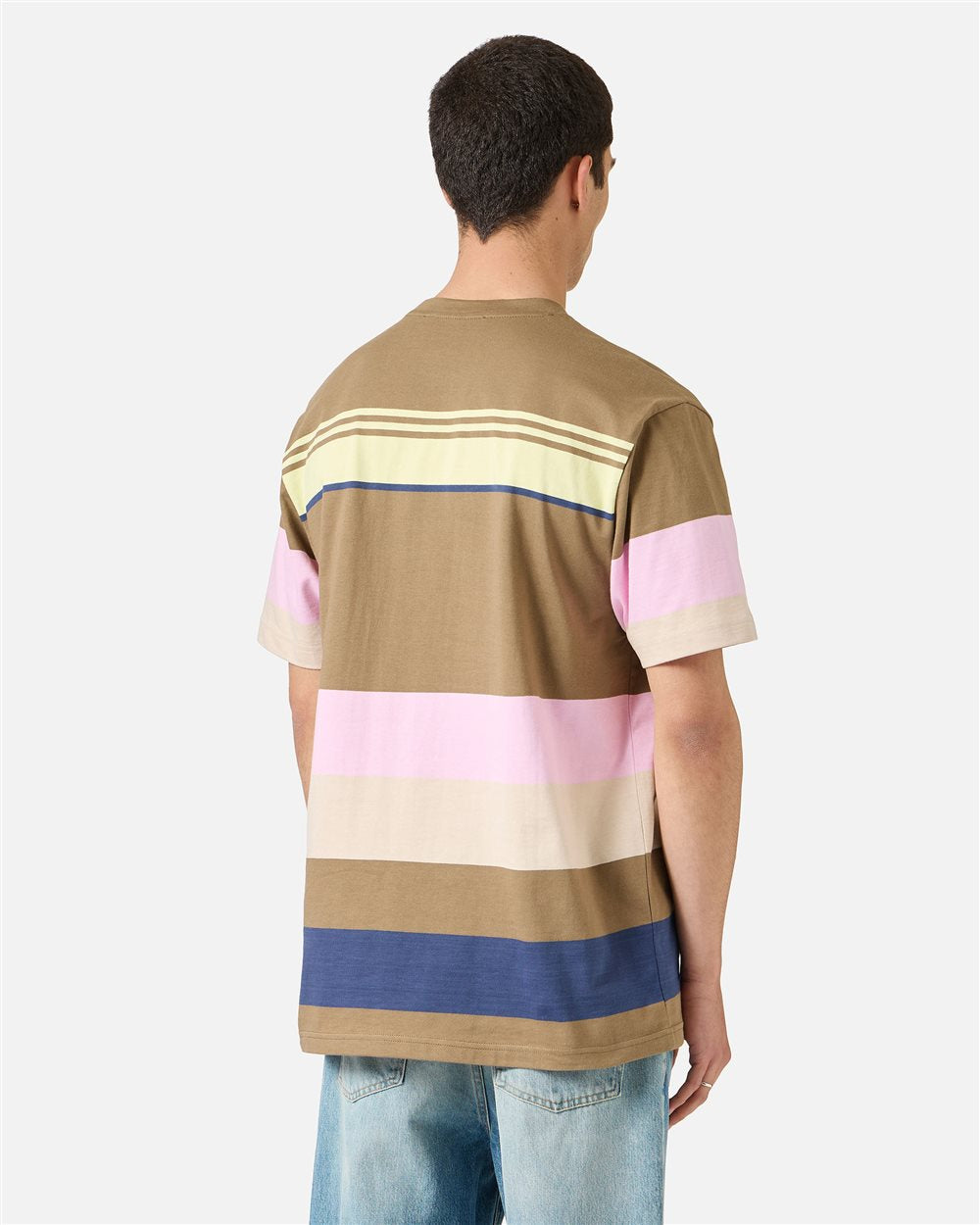 Iceberg Relaxed fit multicolor T-shirt with a green background in cotton jersey, featuring embroidered logo