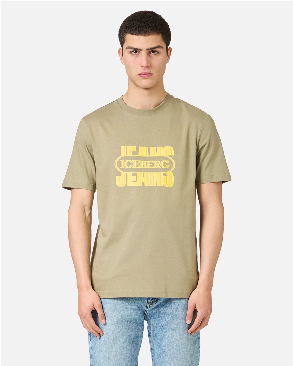 Iceberg Sage green, regular fit cotton jersey T-shirt