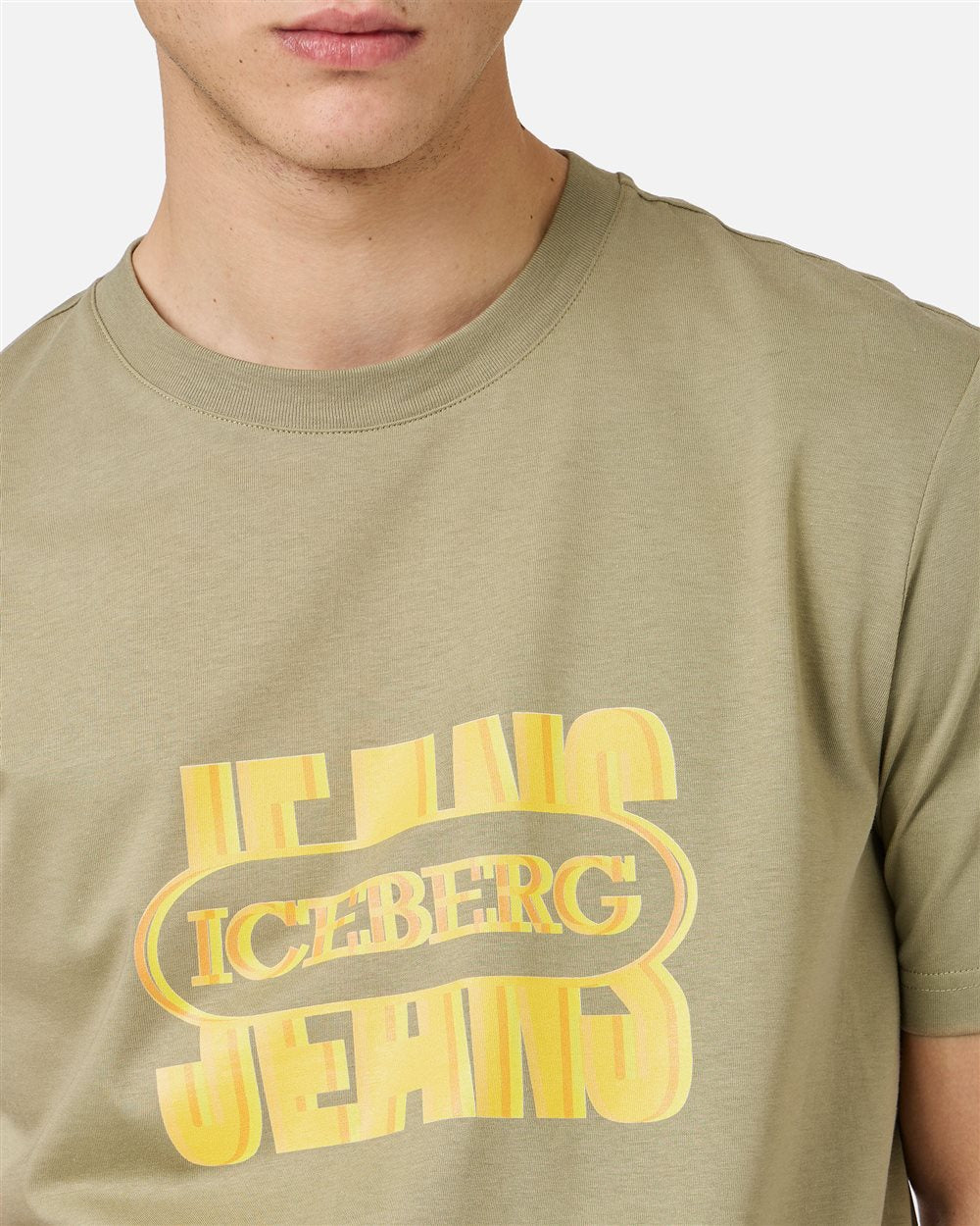Iceberg Sage green, regular fit cotton jersey T-shirt