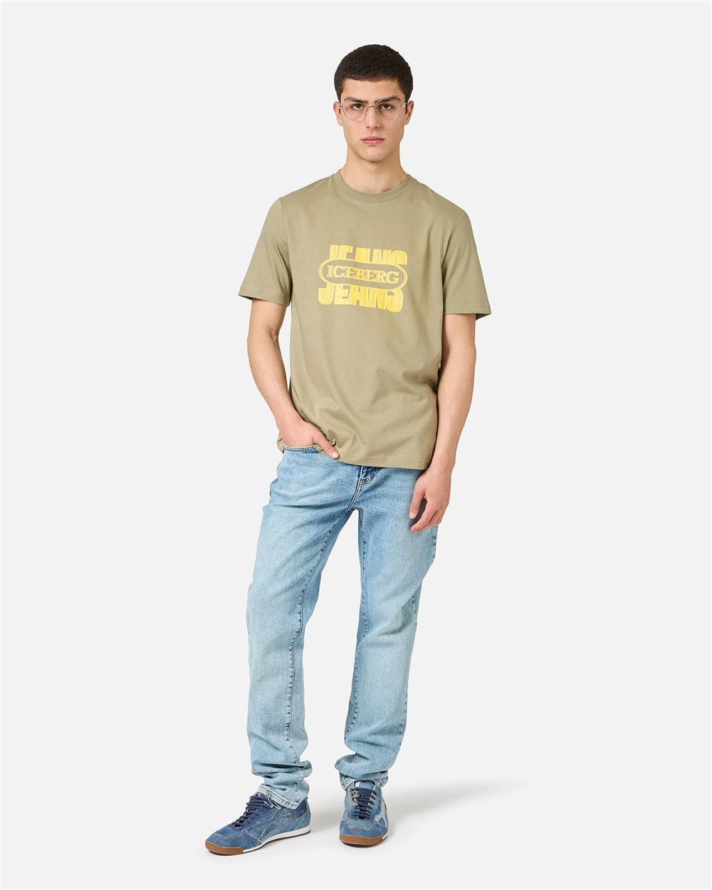 Iceberg Sage green, regular fit cotton jersey T-shirt