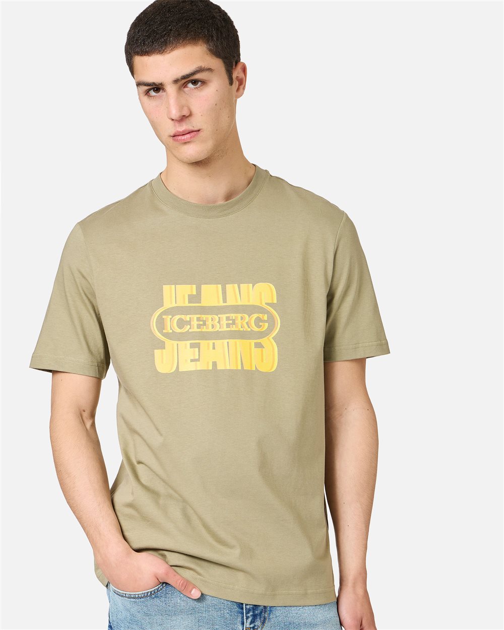 Iceberg Sage green, regular fit cotton jersey T-shirt