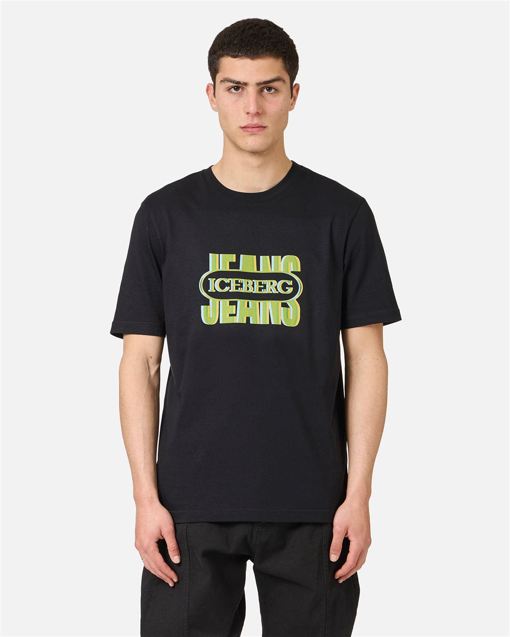Iceberg Black, regular fit cotton jersey T-shirt