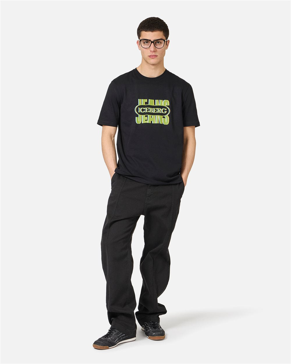 Iceberg Black, regular fit cotton jersey T-shirt