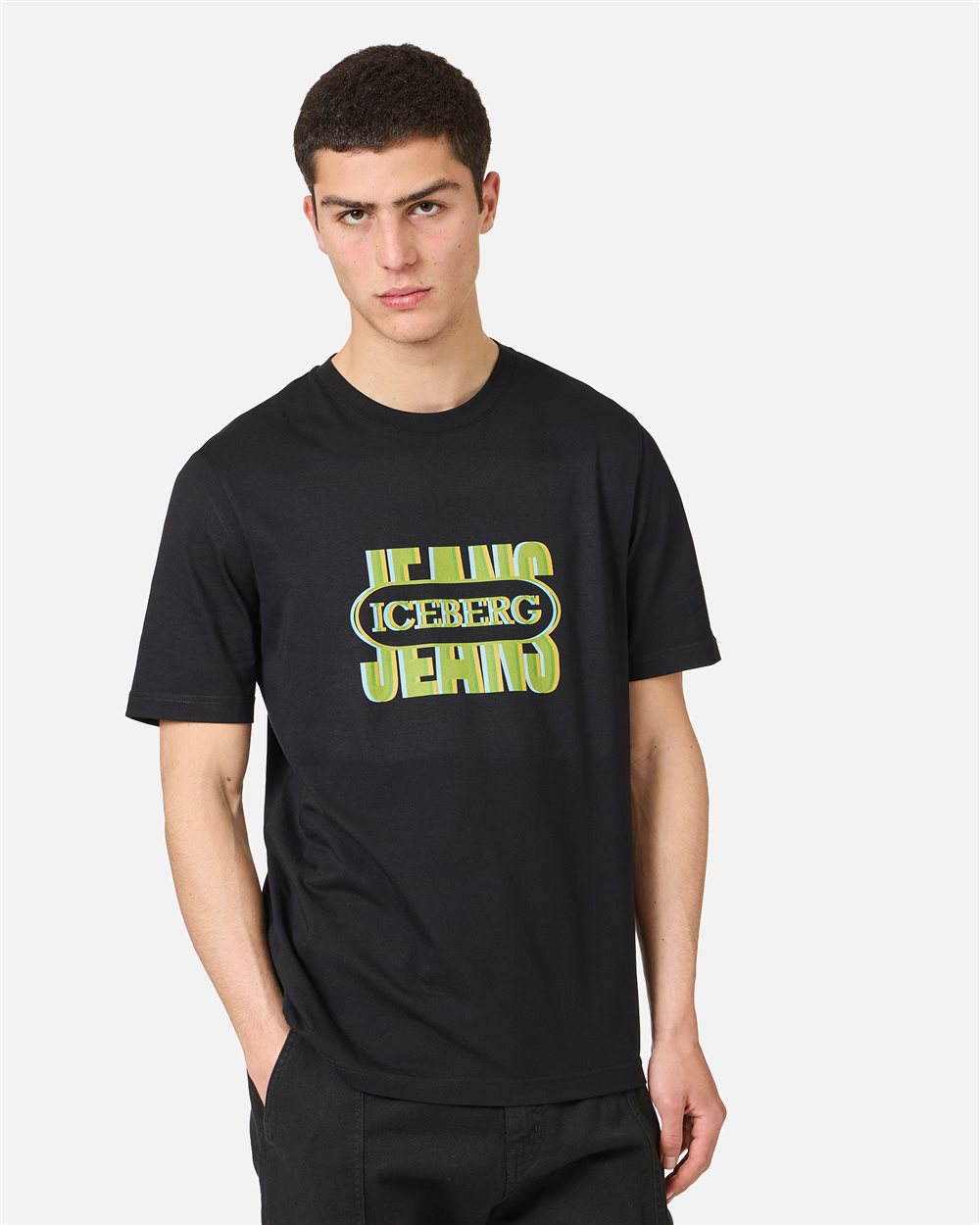 Iceberg Black, regular fit cotton jersey T-shirt