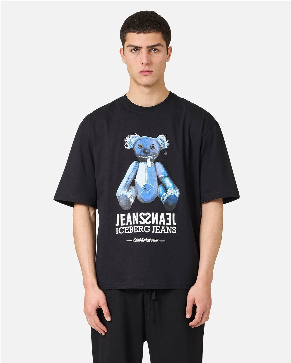 Iceberg Black, relaxed fit cotton jersey T-shirt