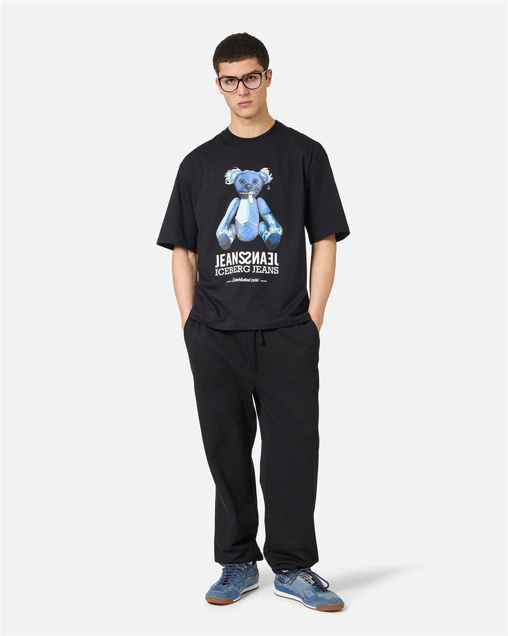 Iceberg Black, relaxed fit cotton jersey T-shirt