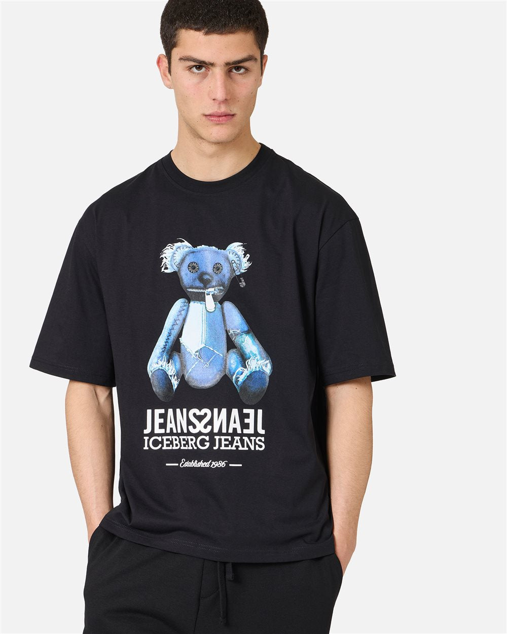 Iceberg Black, relaxed fit cotton jersey T-shirt