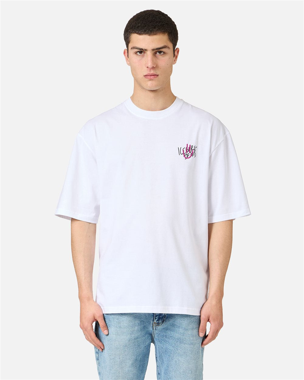 Iceberg Relaxed fit optic white cotton jersey T-shirt with print