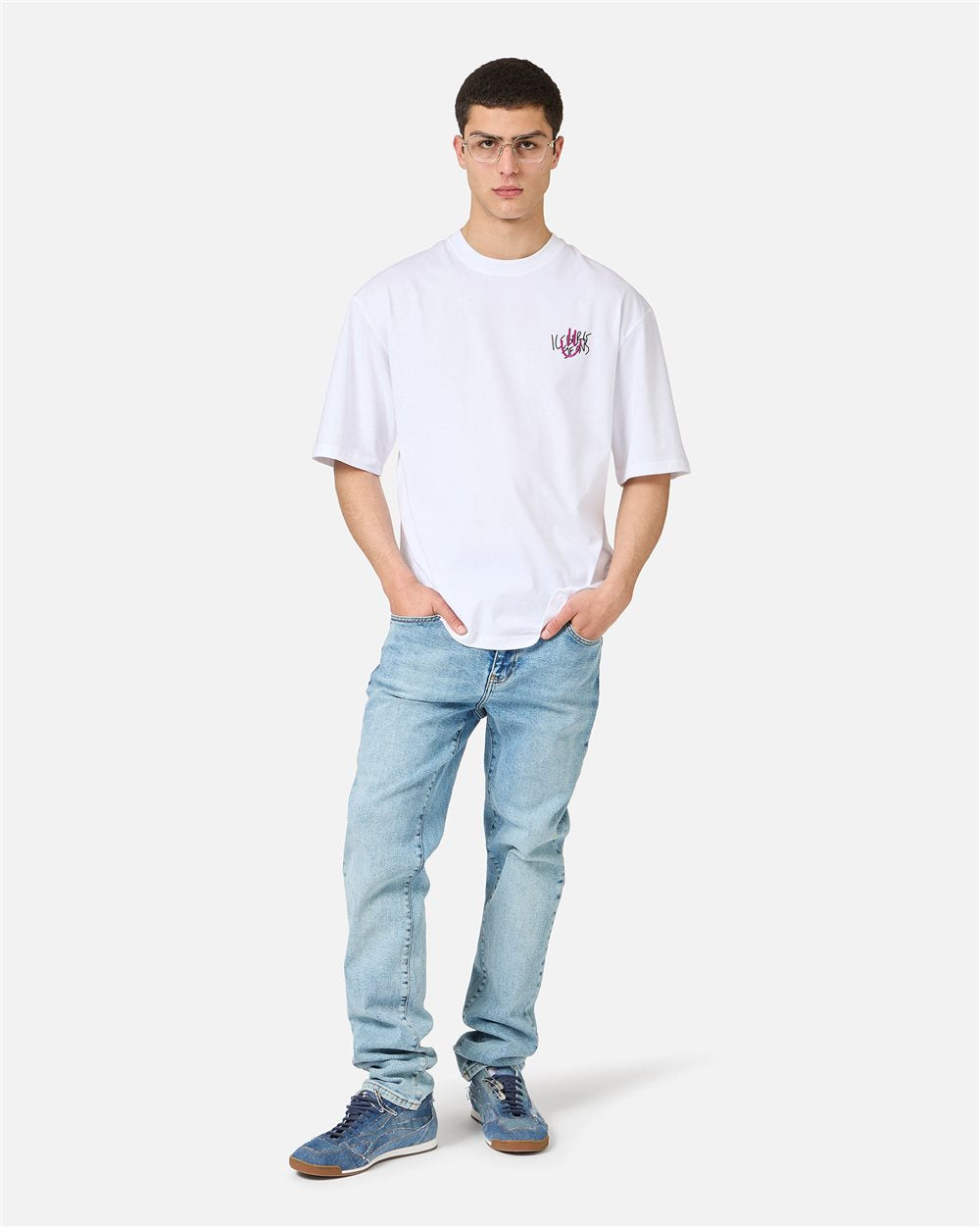 Iceberg Relaxed fit optic white cotton jersey T-shirt with print