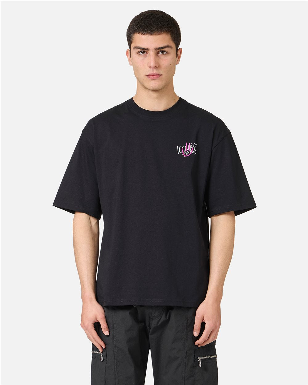 Iceberg Relaxed fit black cotton jersey T-shirt with print