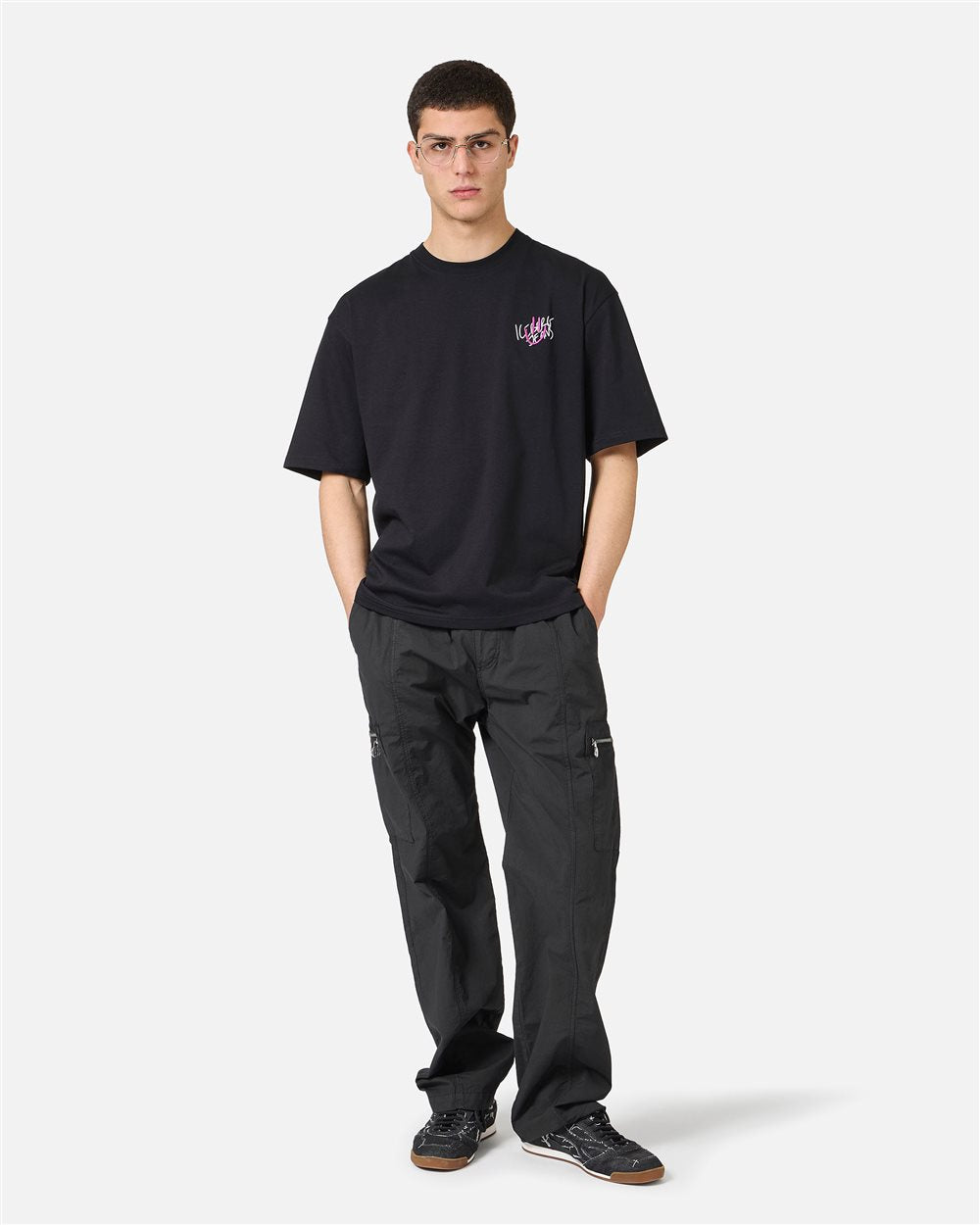 Iceberg Relaxed fit black cotton jersey T-shirt with print