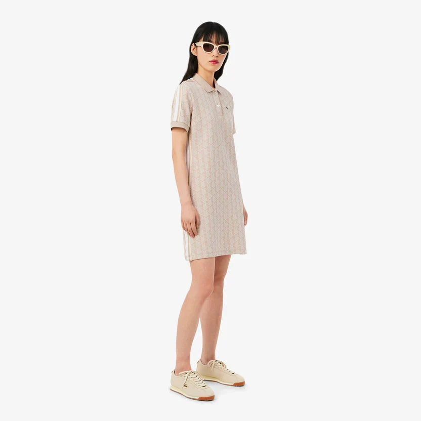 Lacoste Women's Slim fit monogram jacquard polo dress