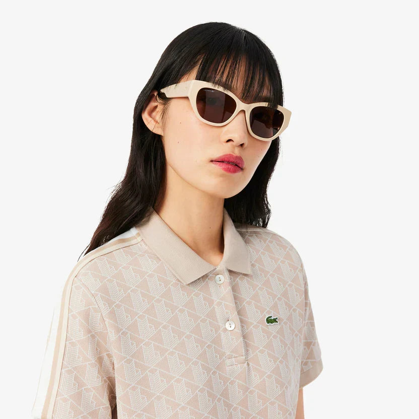 Lacoste Women's Slim fit monogram jacquard polo dress