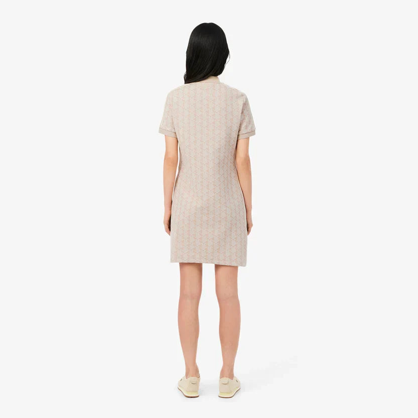 Lacoste Women's Slim fit monogram jacquard polo dress