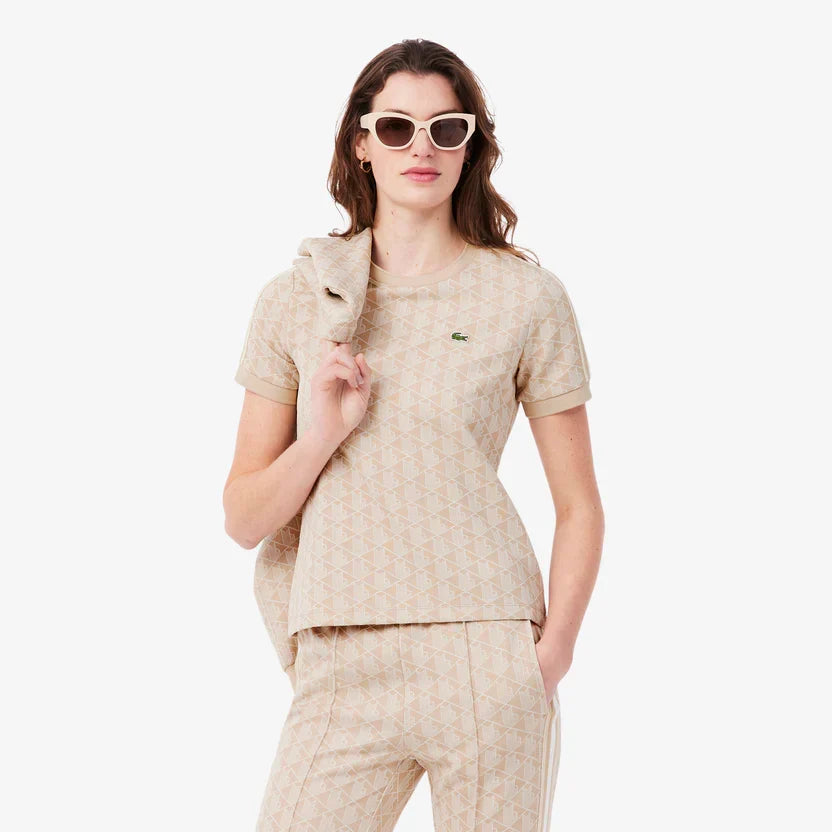 Lacoste Women's Slim fit monogram jacquard t-shirt