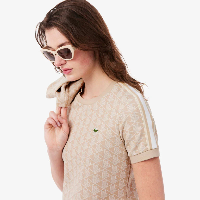 Lacoste Women's Slim fit monogram jacquard t-shirt