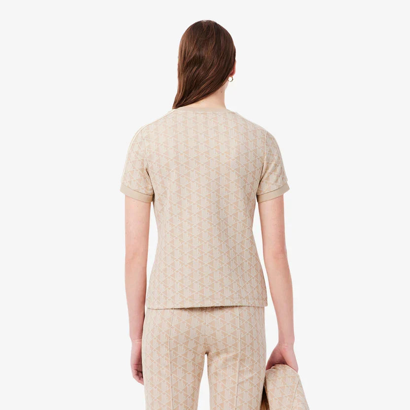 Lacoste Women's Slim fit monogram jacquard t-shirt
