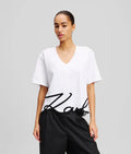 Karl Lagerfeld Women's Signature v-neck T-shirt