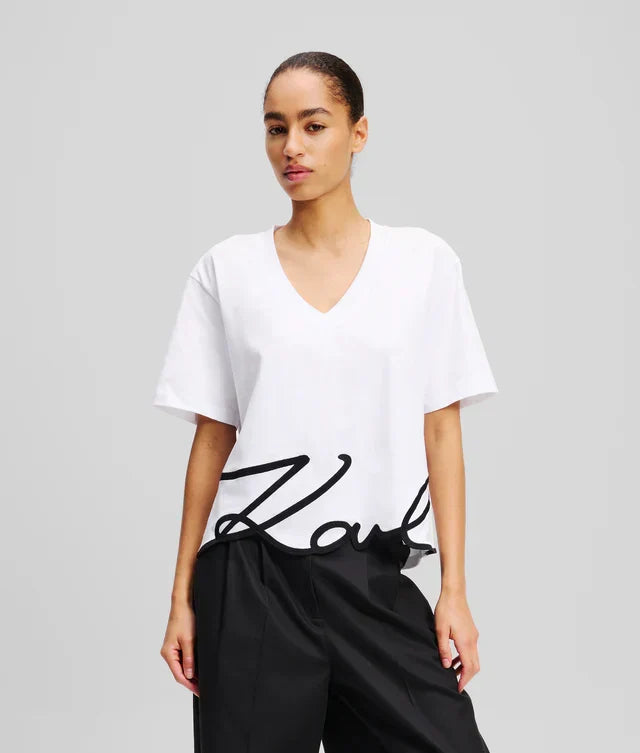 Karl Lagerfeld Women's Signature v-neck T-shirt