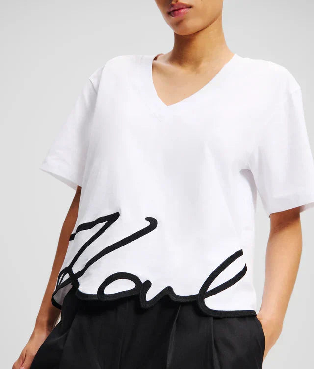 Karl Lagerfeld Women's Signature v-neck T-shirt