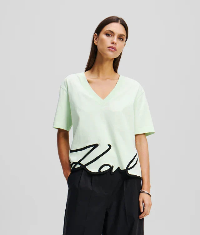 Karl Lagerfeld Women's Signature v-neck T-shirt