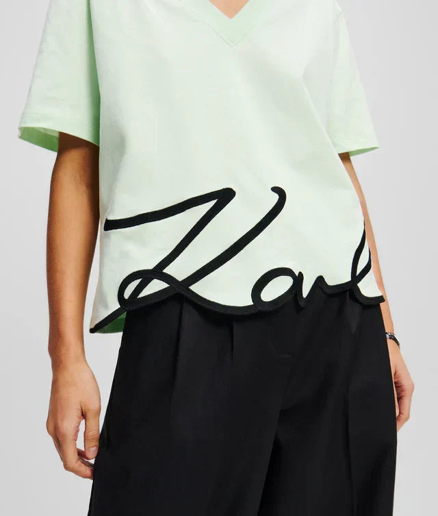 Karl Lagerfeld Women's Signature v-neck T-shirt