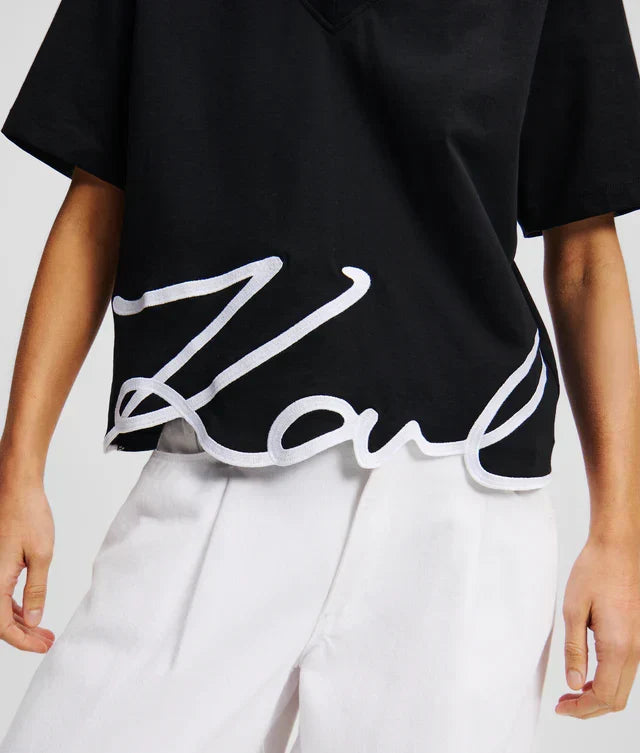 Karl Lagerfeld Women's Signature v-neck T-shirt